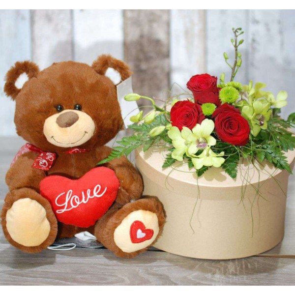 Cute Brown Love Teddy Bear with Heart